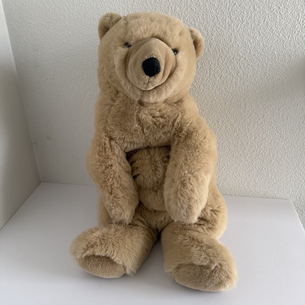 Vtg Folkmanis Bear Puppet FolkTails Large Furry Folk Plush Light Brown 24"